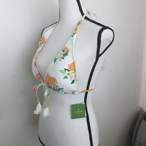 Kate Spade NY Halter Print Front Tie Bikini Top M - Picture 2 of 5